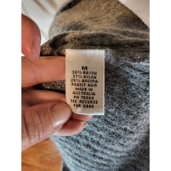 Lucidity Angora Rabbit Hair Blend Turtleneck Cowl Sweater Gray Waffle Womens Med - Picture 5 of 6